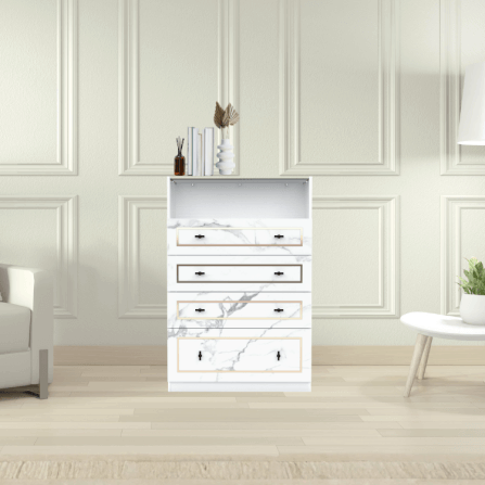 ตู้ลิ้นชัก 4 ลิ้นชัก WISDOM DESIGN FURNITURE รุ่น GDW-801 80 ซม. สีขาว/ซอฟท์มาร์เบิ้ล_4